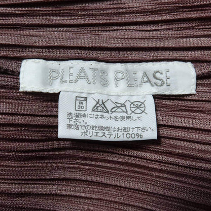 【極美品】プリーツプリーズ PLEATS PLEASE イッセイミヤケ★重ね着風ノースリーブカットソー  極細プリーツ サイズ4 茶系 z20946