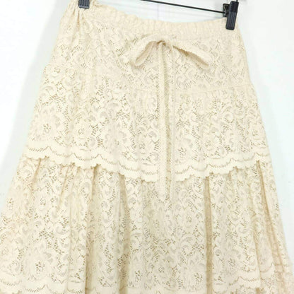 【美品！】ピンクハウス★ 段々重ねフリル風スカート ピコレース 花柄レース オフホワイト系 z19752