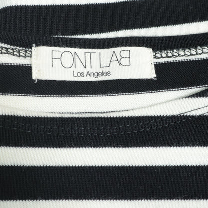 【美品】FONTLAB★ゆったり♪長袖ボーダーカットソー 大きいサイズ15号 黒白系 z22363