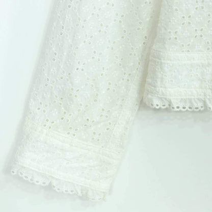 【紙タグ有】ピンクハウス★総カットワーク刺繡♪前開きブラウス 大きいサイズL 白系 残布有 z19872