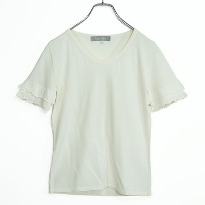 マックスマーラ Max Mara★スカラップレース♪半袖カットソー サイズM 白系 フリルスリーブ ＊z22601