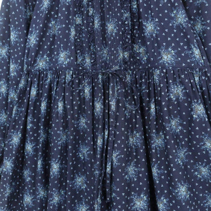 【美品】ピンクハウス★幻想的な小花リースが美しい！ 長袖チュニック・ミニワンピース 紺系 z19563