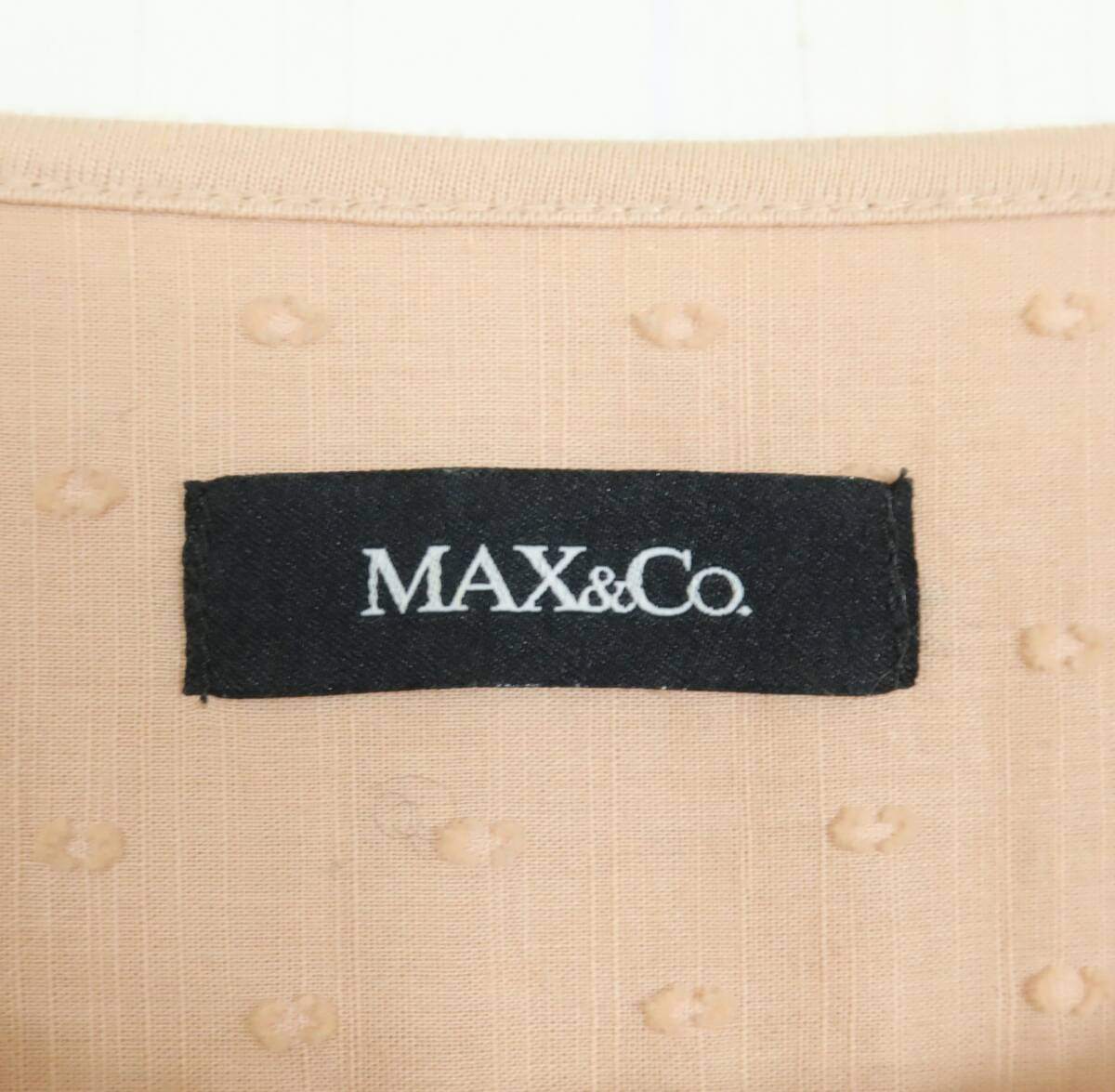 MAX&Co. マックスアンドコー★刺繍＆レース 長袖チュニック フラワー ギャザー フリル ピンクベージュ系 L z13582