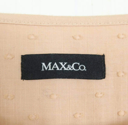 MAX&Co. マックスアンドコー★刺繍＆レース 長袖チュニック フラワー ギャザー フリル ピンクベージュ系 L z13582