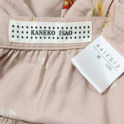 カネコイサオ★モチーフいっぱい♪ギャザースカート ピンク系 草花柄♪ティアードデザイン♪薄手 z19755