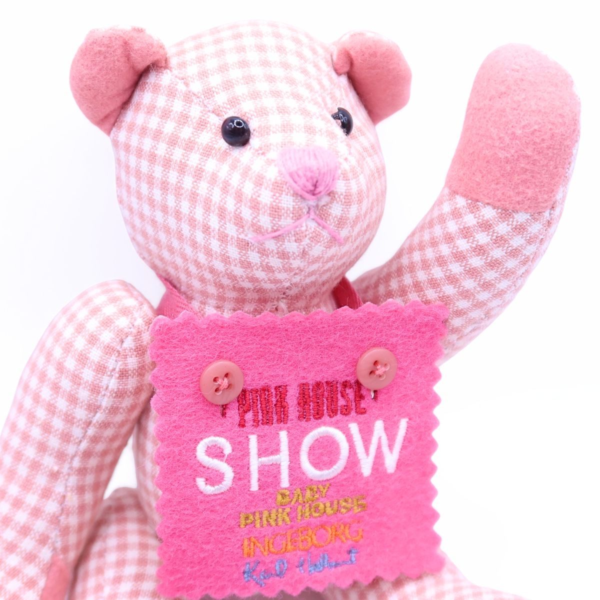 【レア】ピンクハウス★SHOWゼッケン テディベアぬいぐるみマスコット ギンガムチェック ピンク系 ＊so173