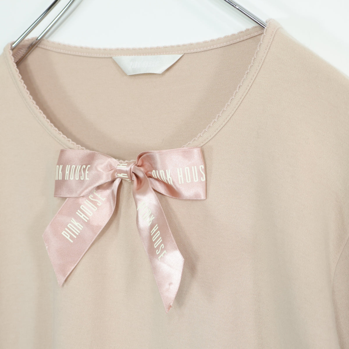 ピンクハウス★サテンリボンが可愛い♪ 長袖カットソー・Tシャツ サイズ4(L) くすみピンク系 z22811