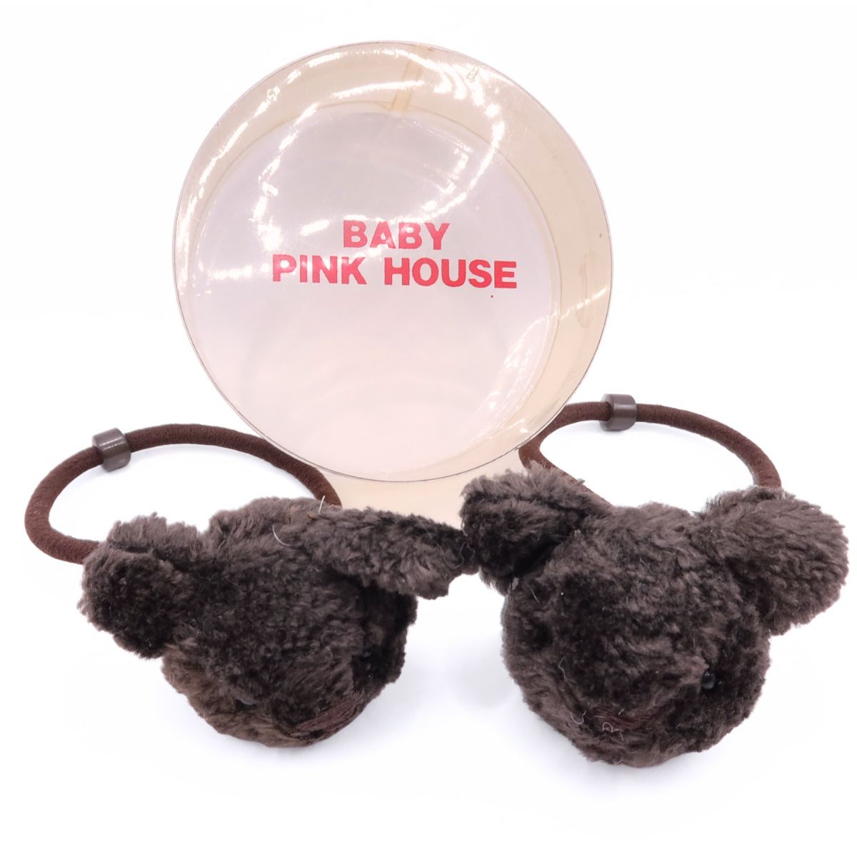 【未使用】ベビーピンクハウス ★可愛い！ツイン顔くまモチーフ ヘアゴム 2個セット ブラウン系 テディベア＊so171