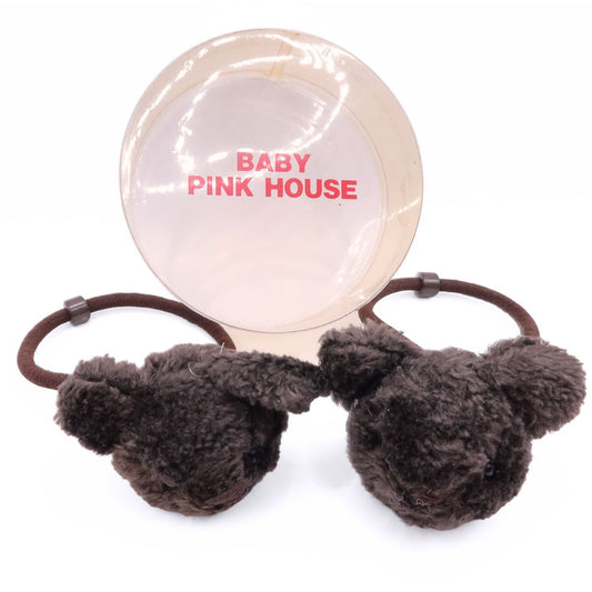 【未使用】ベビーピンクハウス ★可愛い！ツイン顔くまモチーフ ヘアゴム 2個セット ブラウン系 テディベア＊so171