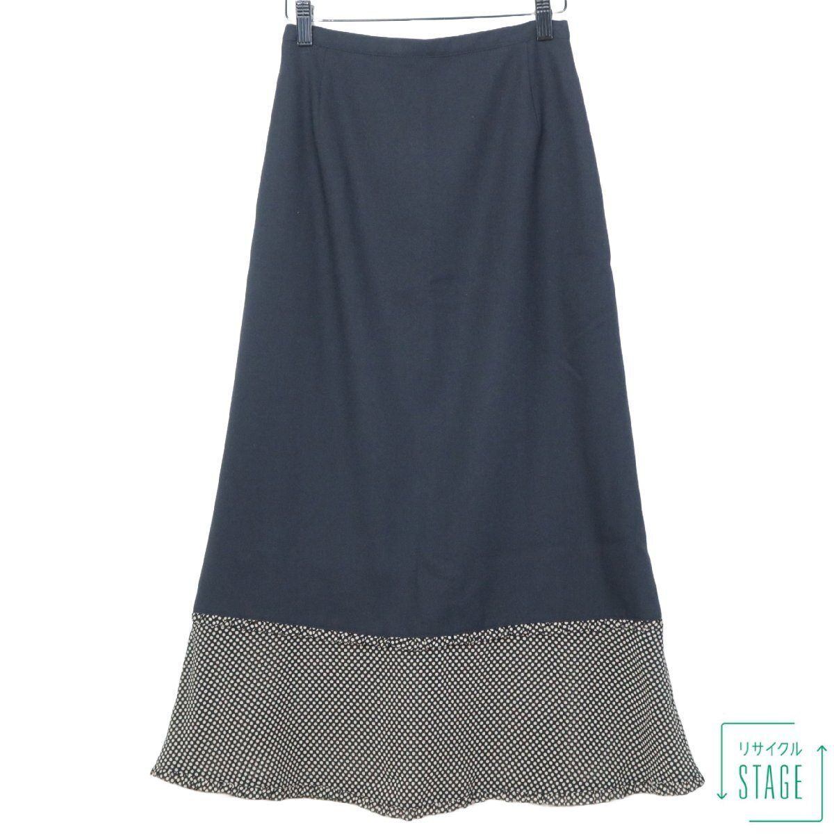 【美品！】インゲボルグ INGEBORG★2点セット！可愛いドット柄♪ブラウス 切替スカート 黒系 S 希少ヴィンテージ 着回し力抜群 z6614