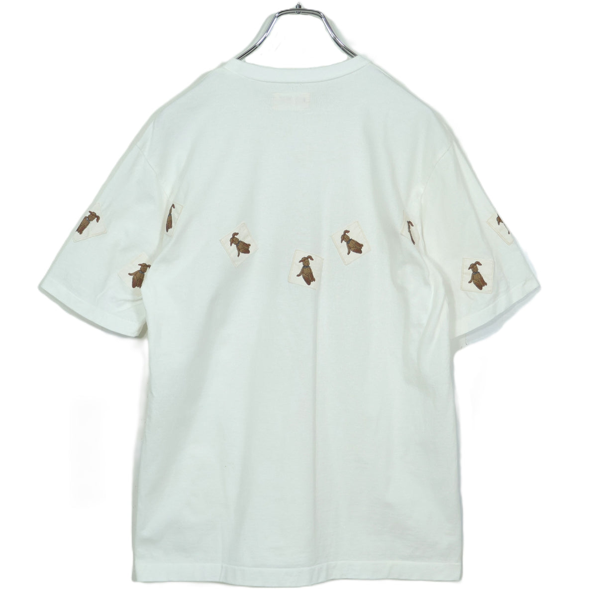 ピンクハウス★うさぎにぬいぐるみプリントとワッペン♪ 可愛い半袖カットソー・Tシャツ ゆったりシルエット 白系 z22514