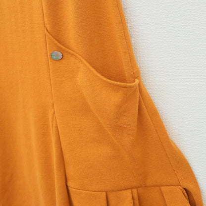 FOXEY★裾フレア♪ノースリーブニットワンピース サイズ40 オレンジ系 ロゴプレート♪z23550