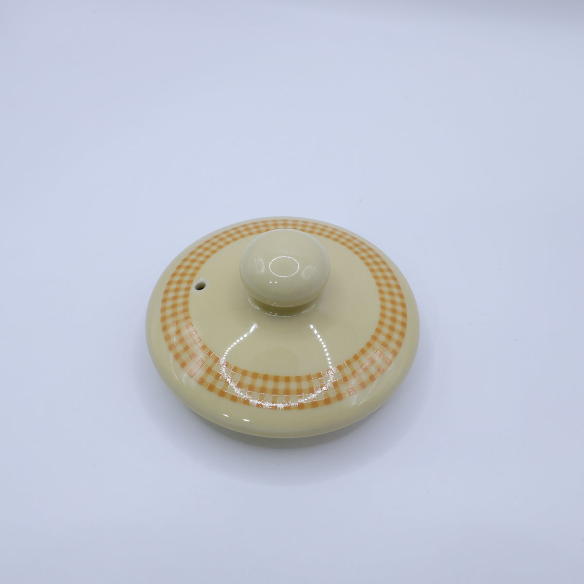 【美品】ピンクハウス★ギンガム&ロゴ入り♪ティーポット 紅茶ポット 陶器 イエロー系 茶こし付 so0411