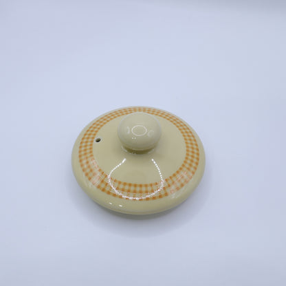 【美品】ピンクハウス★ギンガム&ロゴ入り♪ティーポット 紅茶ポット 陶器 イエロー系 茶こし付 so0411