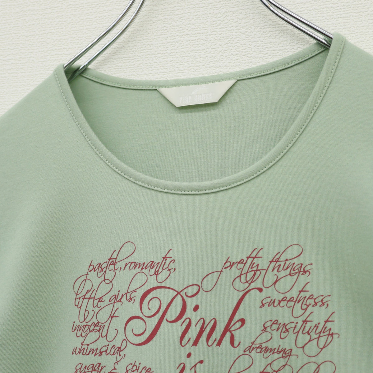 【美品】ピンクハウス★ロゴ&レタードpt♪半袖カットソー Tシャツ サイズM ハッカ系 無地 z23238