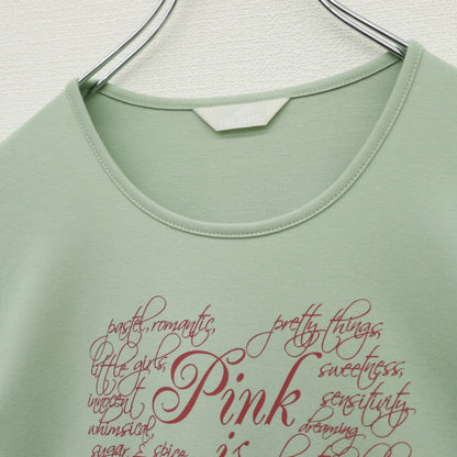 【美品】ピンクハウス★ロゴ&レタードpt♪半袖カットソー Tシャツ サイズM ハッカ系 無地 z23238