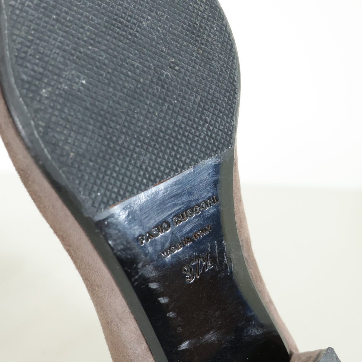 ファビオルスコーニ FABIO RUSCONI★ゴールドバックル スエード ローヒールパンプス サイズ37.5(24前後) グレー系 ＊sh169