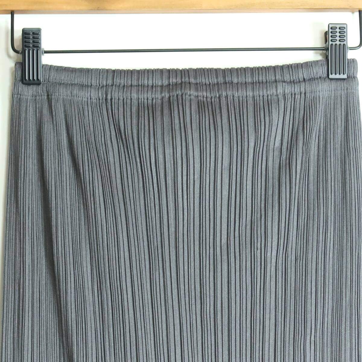 【極美品】プリーツプリーズ PLEATS PLEASE イッセイミヤケ★ロング丈プリーツスカート サイズ1 グレー系 無地 薄手 z15879