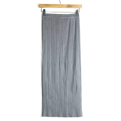【極美品】プリーツプリーズ PLEATS PLEASE イッセイミヤケ★ロング丈プリーツスカート サイズ1 グレー系 無地 薄手 z15879