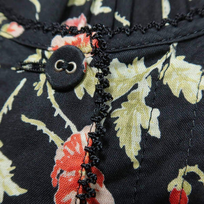【美品】ワンダフルワールド カネコイサオ★花柄♪ノースリーブワンピース 黒系 裾ティアード♪薄手 z19760