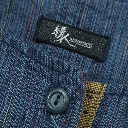 【美品】絣人かすりびと★羽織もの カーディガン 長袖 コットン100！和風 紺系 z7176