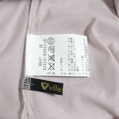 【美品！】ville d'azur ビルダジュール★ハイネックカットソー スパンコール チュール地 リボン ピンク系 z22470