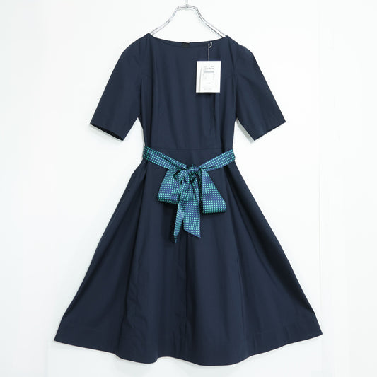 【極美品・紙タグ有】ミラショーン ブルーレーベル★半袖ワンピース サイズ40 濃紺系 薄手 z22230