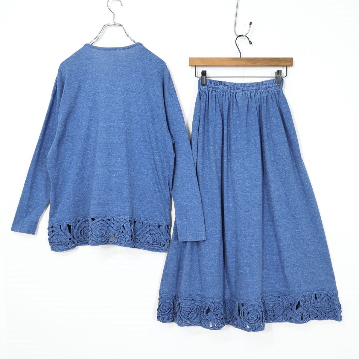 HAI SPORTING GEAR★トップス&スカート 上下セット 綿カーディガン ビンテージ ISSEY MIYAKE イッセイミヤケ サイズＭ ブルー系 z22224