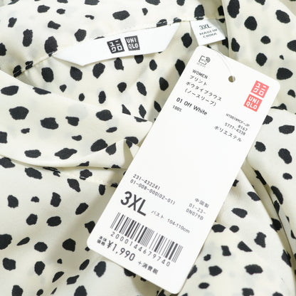 【新品タグ付】ユニクロ★パンサー♪ボウタイブラウス ノースリーブ 大きいサイズ3XL オフ白系 前開き 薄手 z22856
