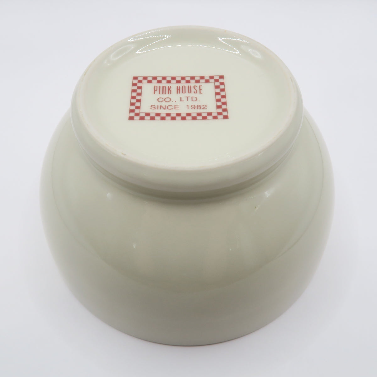 ピンクハウス★チェック柄ボウル ロゴ入 陶器 小どんぶり 皿 ギンガムチェック アイボリー系 so344