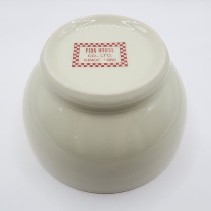 ピンクハウス★チェック柄ボウル ロゴ入 陶器 小どんぶり 皿 ギンガムチェック アイボリー系 so344
