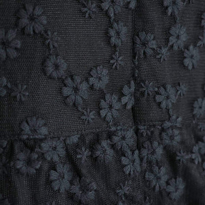 【美品！】ピンクハウス★ぽこぽこお花刺繍の総チュールレース♪可愛いワンピース 被せ段々♪ 大きいサイズL 黒系 z21378
