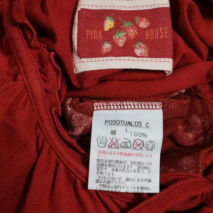 ベビーピンクハウス★ジャム瓶pt♪半袖ワンピース キッズ サイズL  赤系 リボン&フリル♪親子コーデに♪z23129
