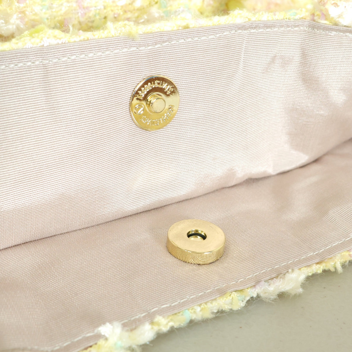 【美品】Magnolie★パステルカラーが可愛い♪ ツイードバッグ 黄色系 ba223