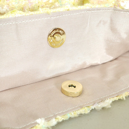 【美品】Magnolie★パステルカラーが可愛い♪ ツイードバッグ 黄色系 ba223