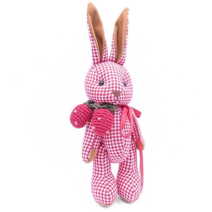 【美品】ピンクハウス★可愛い！ギンガムうさぎ 苺編みモチーフ コサージュ　赤系　＊ko109