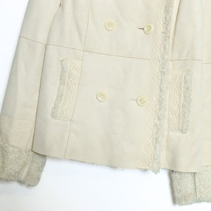 【美品】ピンクハウス★レース付き♪スウェード調ジャケット 裏ボア♪サイズM  アウターベージュ系 厚手 z16005