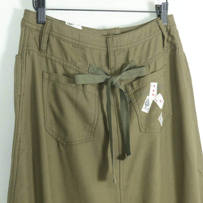 【タグ付き美品】ピンクハウス★可愛い！うさぎとトランプ柄♪ ワッペン付きロングスカート サイズL カーキ系 ＊z19579