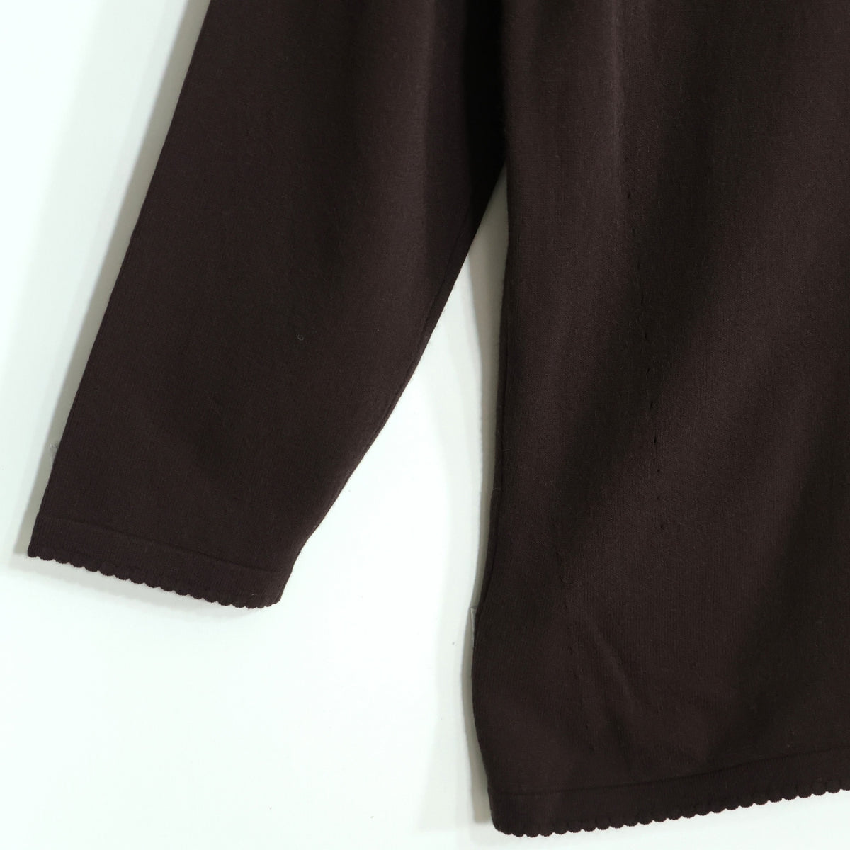 マックスマーラ Max Mara★スカラップの縁取り♪長袖カットソー 大きいサイズL ブラウン系 z22602