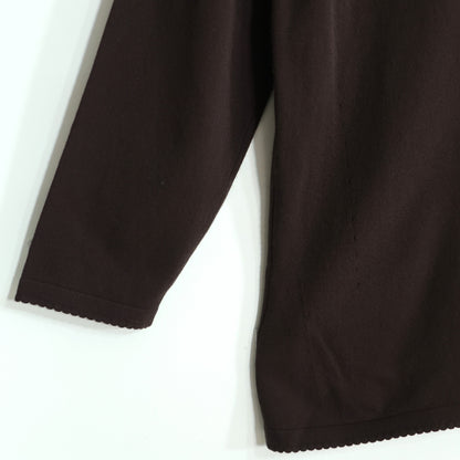 マックスマーラ Max Mara★スカラップの縁取り♪長袖カットソー 大きいサイズL ブラウン系 z22602