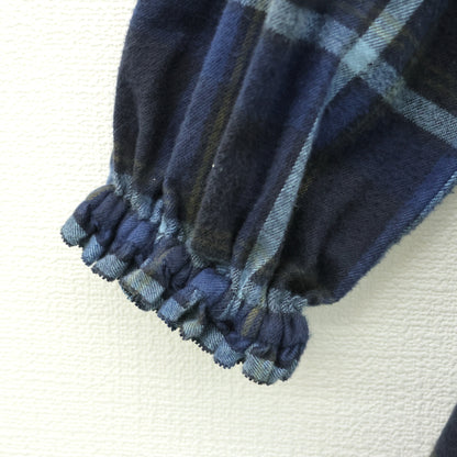 【美品】ピンクハウス★ふんわりあったか♪ネル素材の長袖フーディワンピース 前開き 紺系 オリチェ柄♪z23536