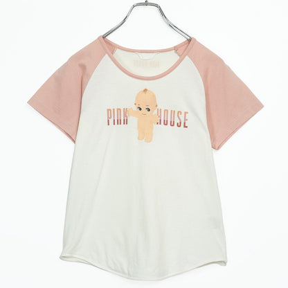 ピンクハウス★半袖ラグランTシャツ♪キューピーデザインが可愛い♪サイズM ピンク系 z22685
