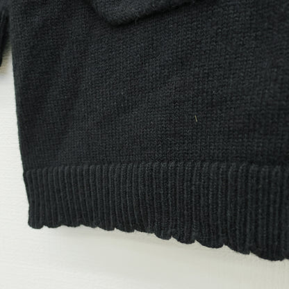【新品タグ付】ピンクハウス★ロゴ刺繍&ゴールドボタン♪フード付きロングニットカーディガン 黒系 前開き z23520