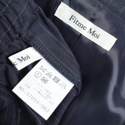 Fitme Moi★パンツスーツ 長袖ジャケット&ロングパンツ 大きいサイズEL(3L) 濃紺系 ピンストライプ 薄手 z22833