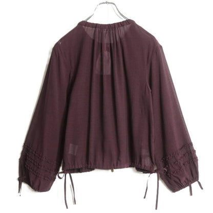 【極美品】インゲボルグ★段々フリル♪ブラウス ダブルジップ 赤紫系 シアー感 薄手 残布有 z16827