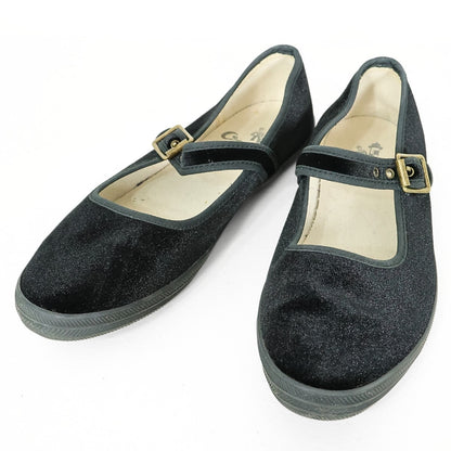 ORCIVAL オーシバル★ベロア♪フラットシューズ 23.5cm 黒系 ワンストラップ ラバーソール sh237