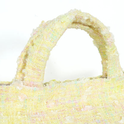 【美品】Magnolie★パステルカラーが可愛い♪ ツイードバッグ 黄色系 ba223