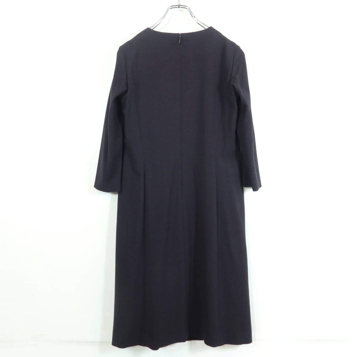 【美品】レリアン★大人フェミニンワンピース サイズ9 黒みがかった紫系 重ね着風♪フォーマル z17739