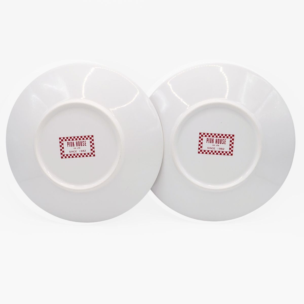 【美品】ピンクハウス★2枚セット♪皿 プレート 陶器 白系 くま&オリジナルチェック柄 食器 so417