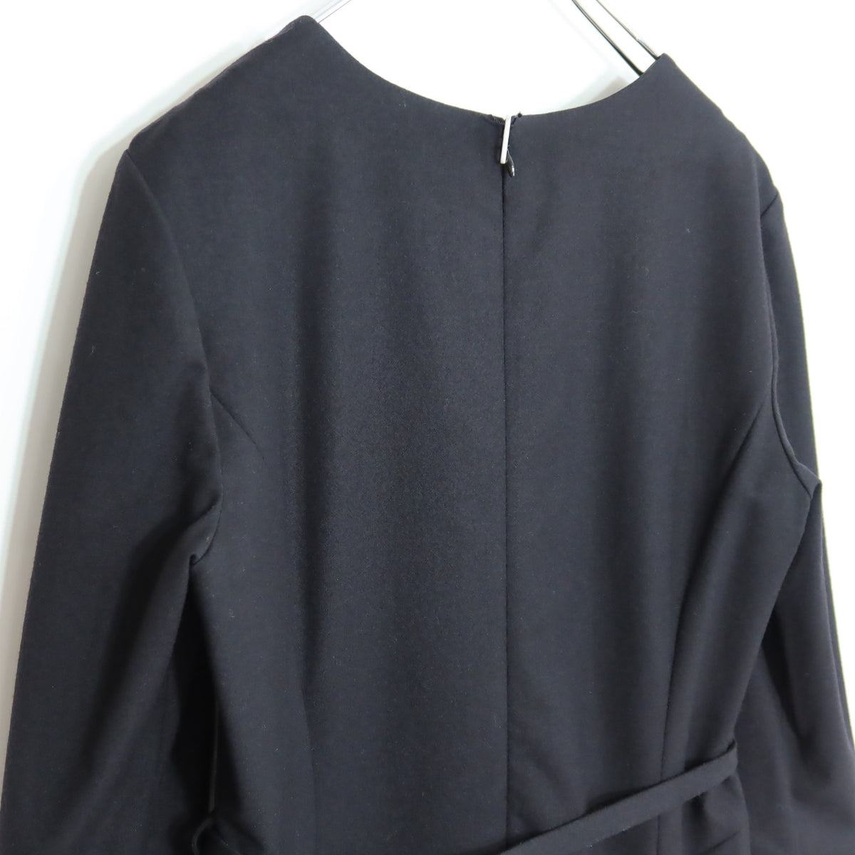 【美品・紙タグ】ジョルジュ・レッシュ★シンプルシック♪ウール混ワンピース サイズ40 黒系 ブラックフォーマル 薄手 z20418